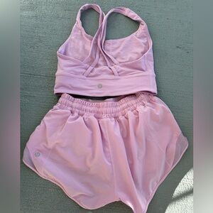lululemon Pink Shorts and Sports Bra Set